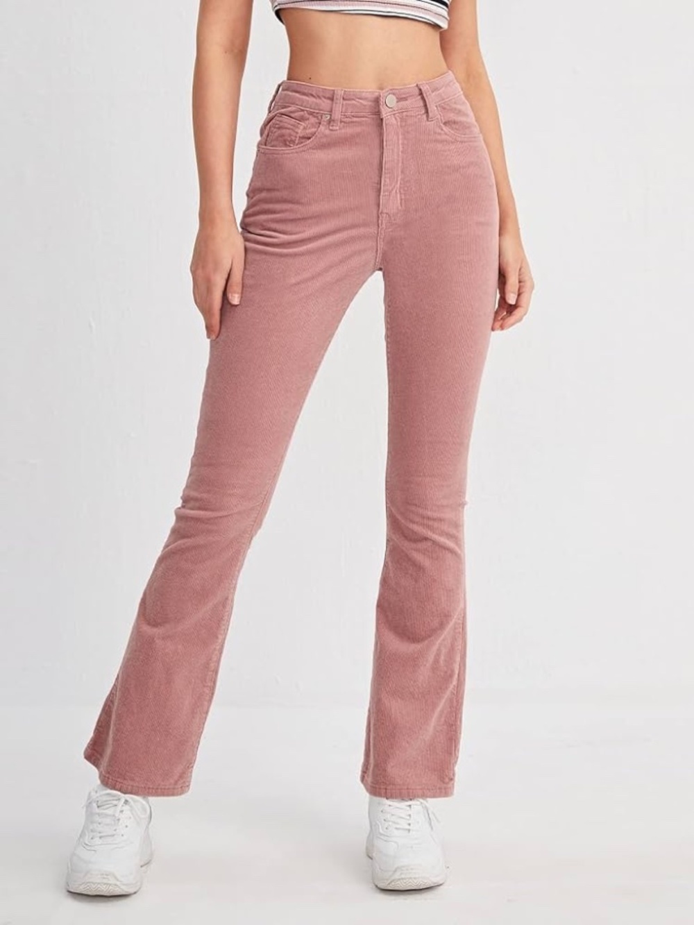 NWT Pink Corduroy XS Flare Pants Women’s Retro Bell Bottom High Rise